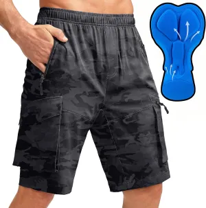 Bikewa Men's Mountain Bike Shorts 3D Padded Loose-fit Biking Riding Cycling Bicycle Biker Shorts Zipper Pockets