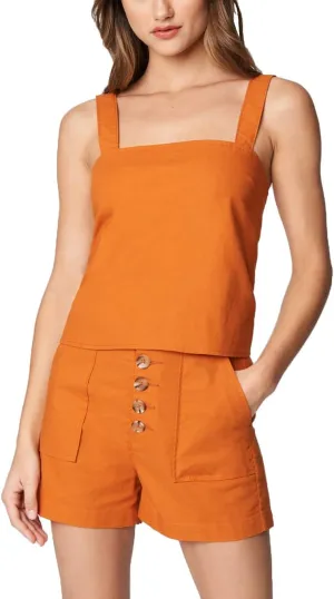 [BLANKNYC] Womens Linen Crop Top with Tie Back Detail, Stylish & Designer Clothes