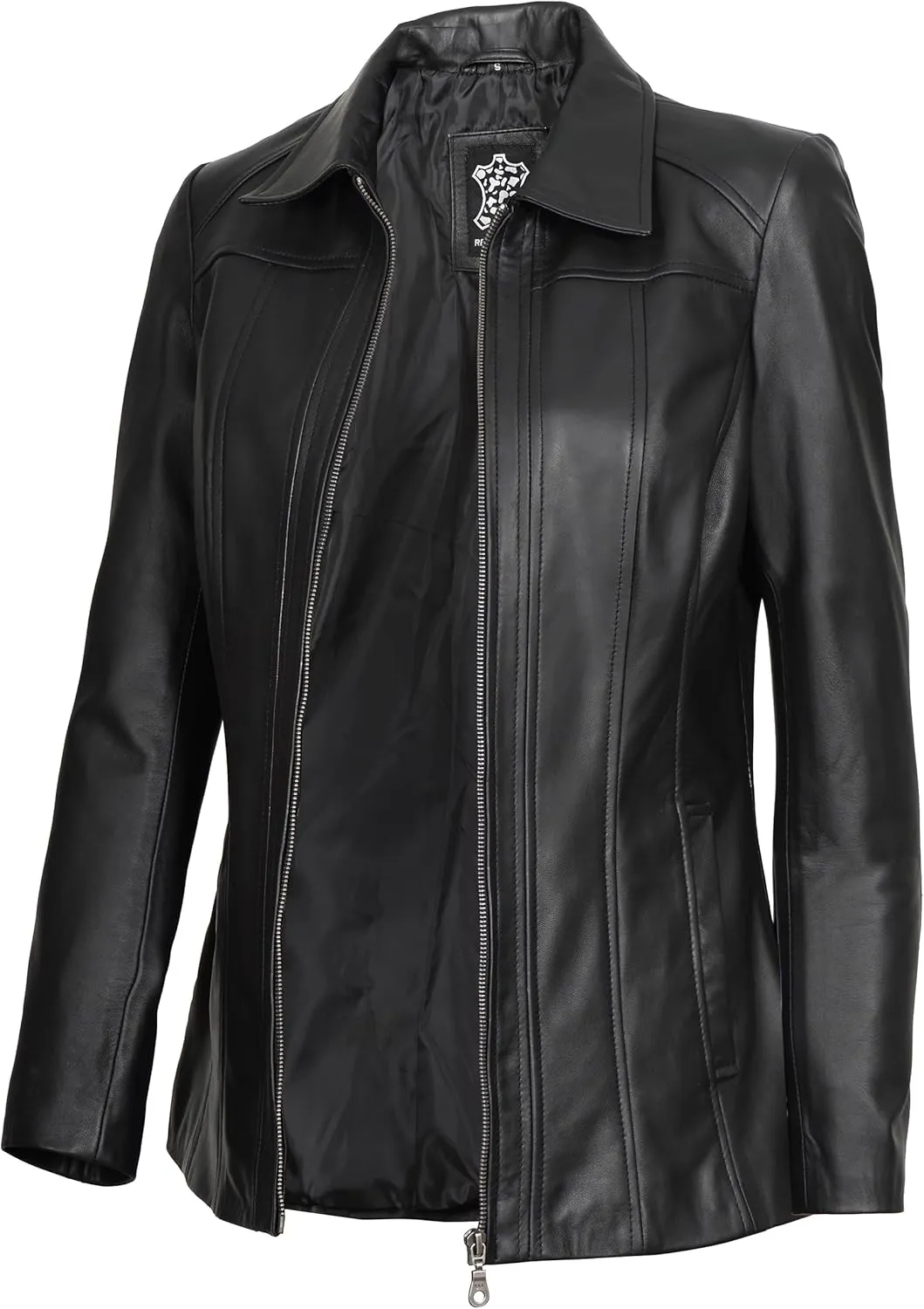Blingsoul Leather Car Coats for Womens - Black Brown Real Long Leather Jacket Women