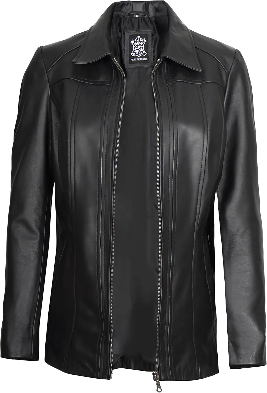 Blingsoul Leather Car Coats for Womens - Black Brown Real Long Leather Jacket Women