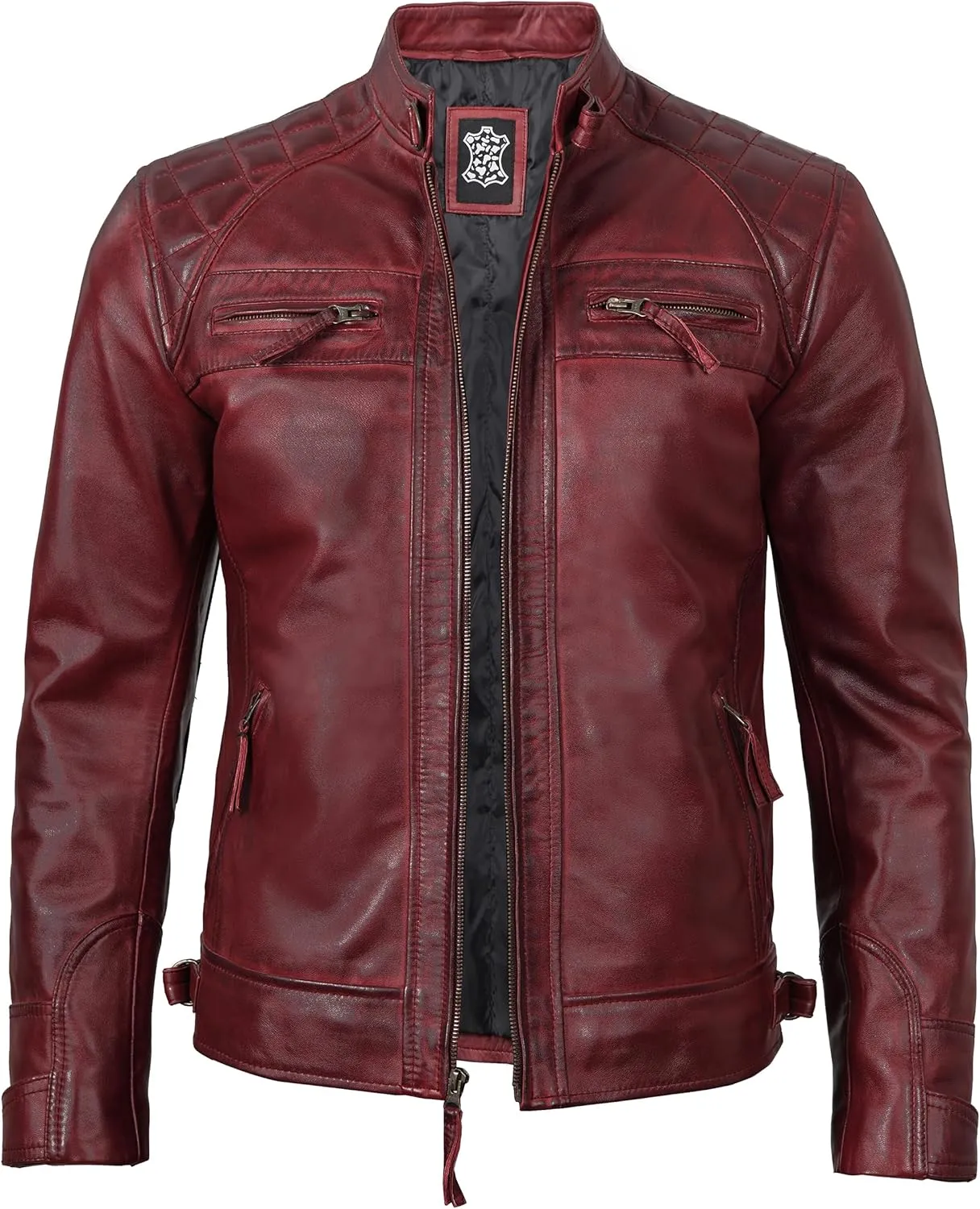 Blingsoul Leather Jacket Men - Quilted Cafe Racer Leather Jackets For Men