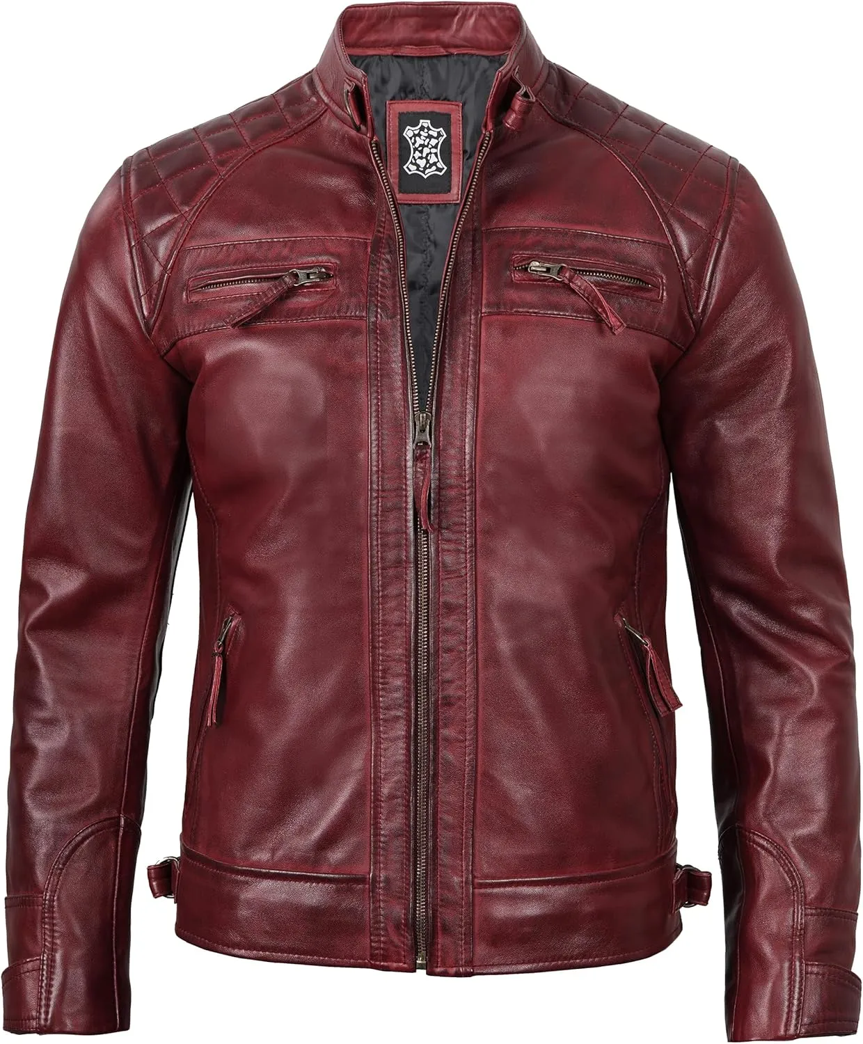 Blingsoul Leather Jacket Men - Quilted Cafe Racer Leather Jackets For Men