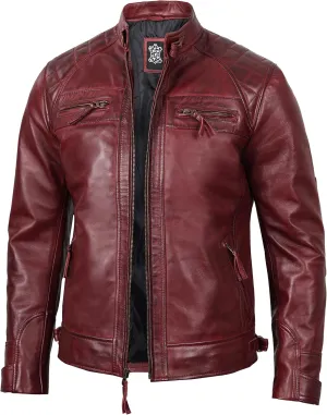 Blingsoul Leather Jacket Men - Quilted Cafe Racer Leather Jackets For Men