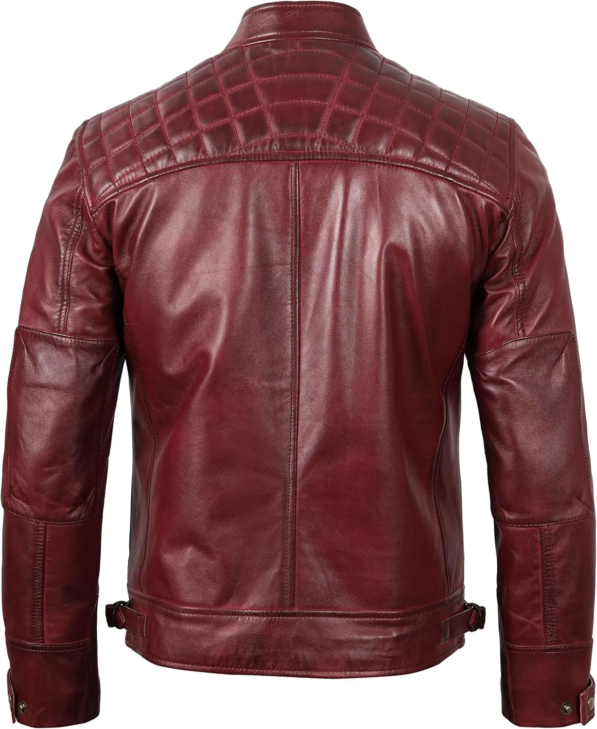 Blingsoul Leather Jacket Men - Quilted Cafe Racer Leather Jackets For Men