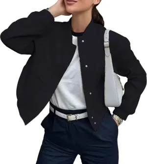 Bomber jacket Women Autumn Winter Cropped Jacket Black Brown Khaki Varsity Jacket Coat