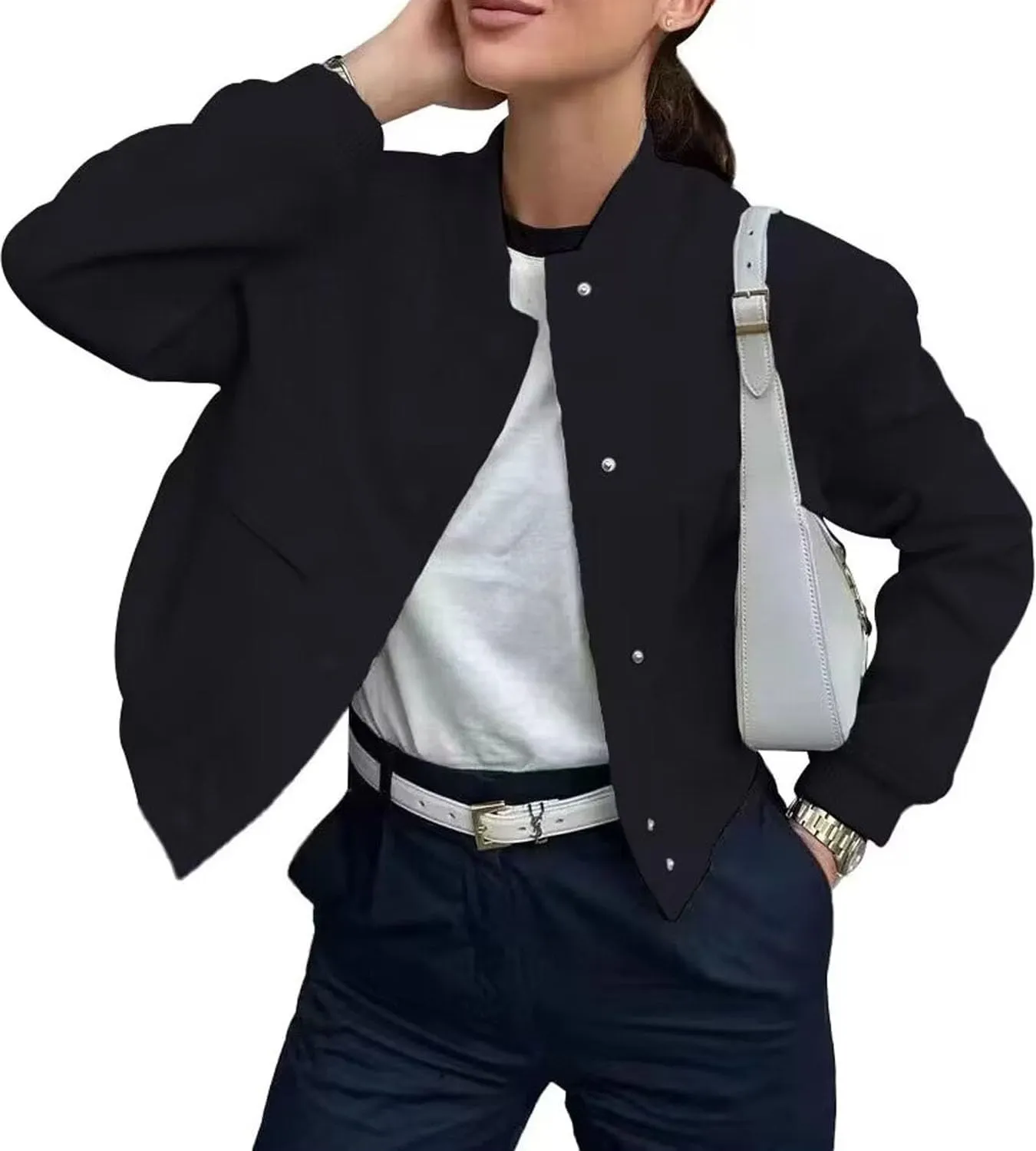 Bomber jacket Women Autumn Winter Cropped Jacket Black Brown Khaki Varsity Jacket Coat