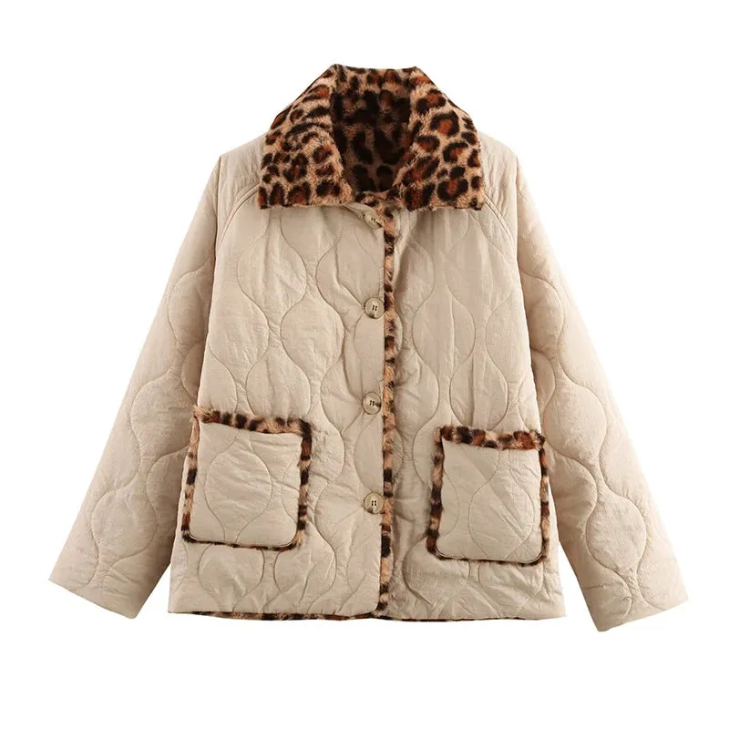 Bonnyshow Casual Double Side Wearing Women's Coat Fashion Retro Loose Plush Leopard Coats Women Winter Thick Windproof Warm Outerwears