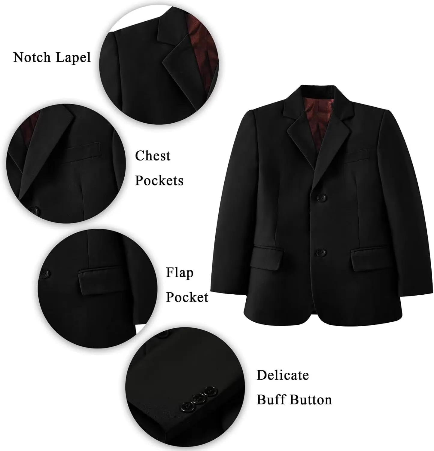 Boys' Blazer Jacket Slim Fit Single Breasted Kids Jacket for Boy Formal Sport Coat for Party Prom Wedding Size 2-20