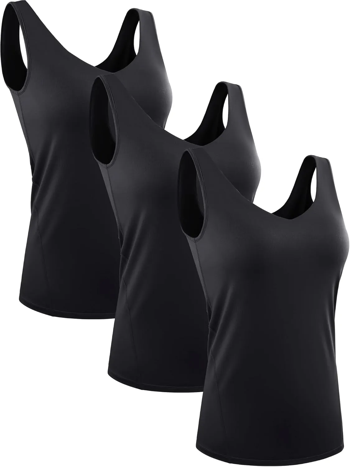 CADMUS 3 Pack Women's Compression Tank Top Dry Fit Yoga Sports Bra