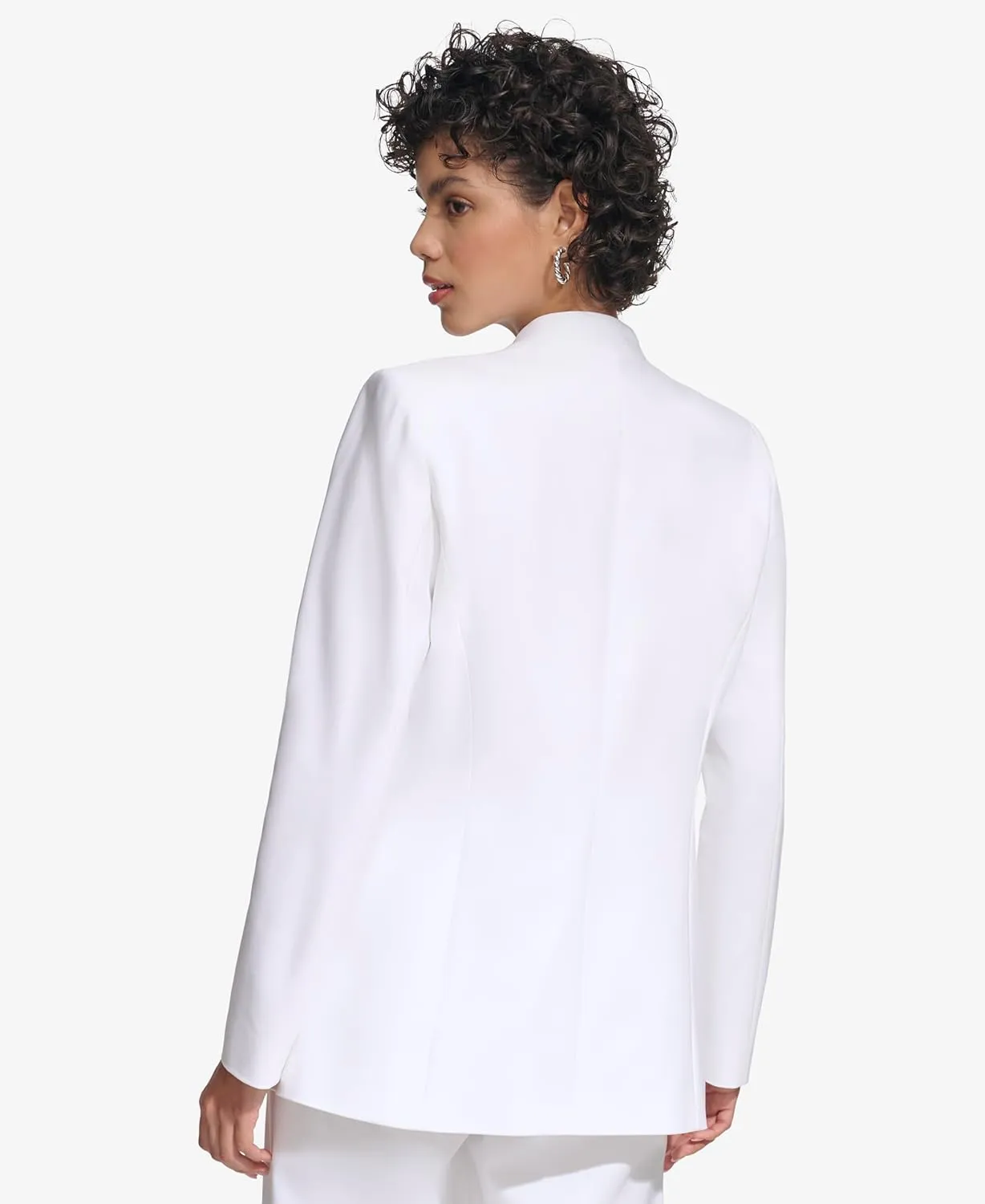 Calvin Klein Women's Stand Up Collar Open Front Structured Long Sleeve Jacket