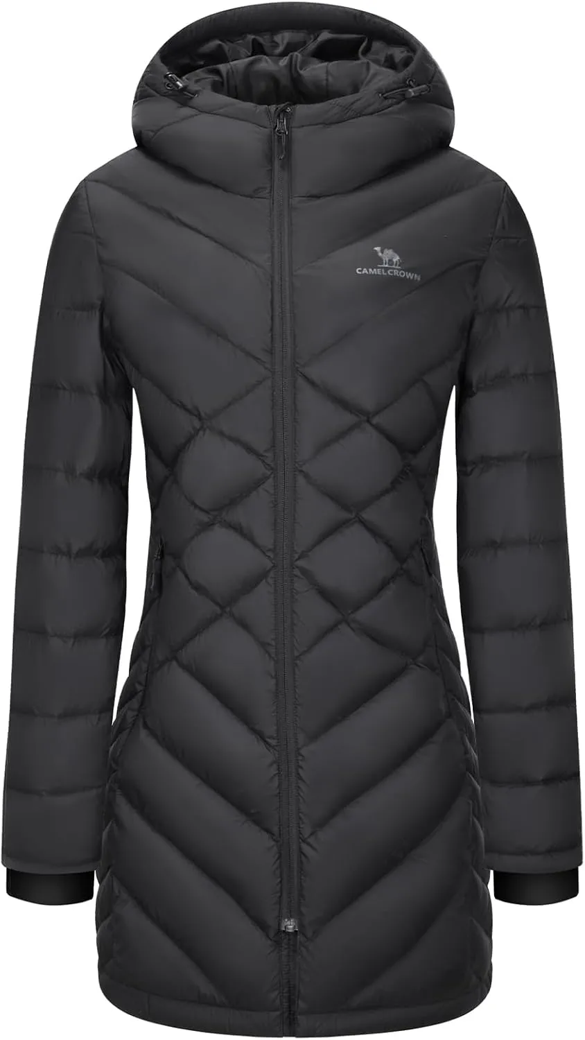 CAMELSPORTS Women's Down Jacket Hooded Windproof Puffer Coat Packable Warm Winter Jacket Lightweight Ladies Parka