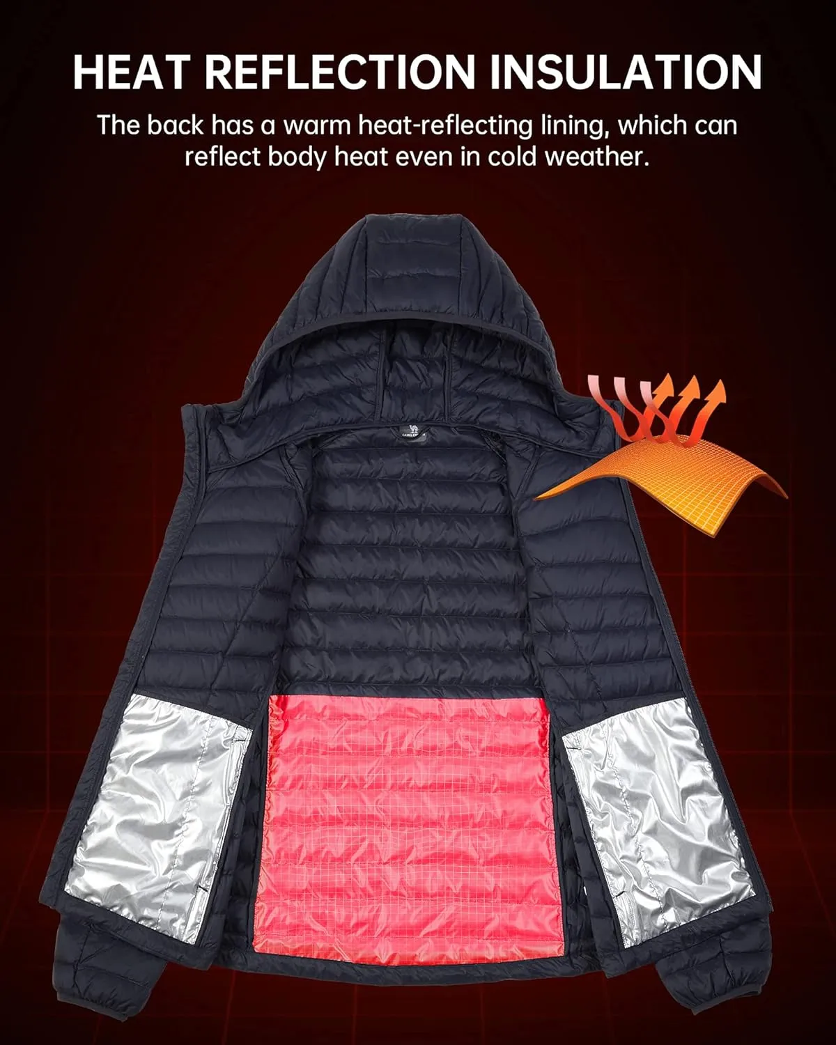 CAMELSPORTS Women's Down Jacket Hooded Winter Light Weight Short Puffer Coats Packable Warm Windproof Ladies Parka