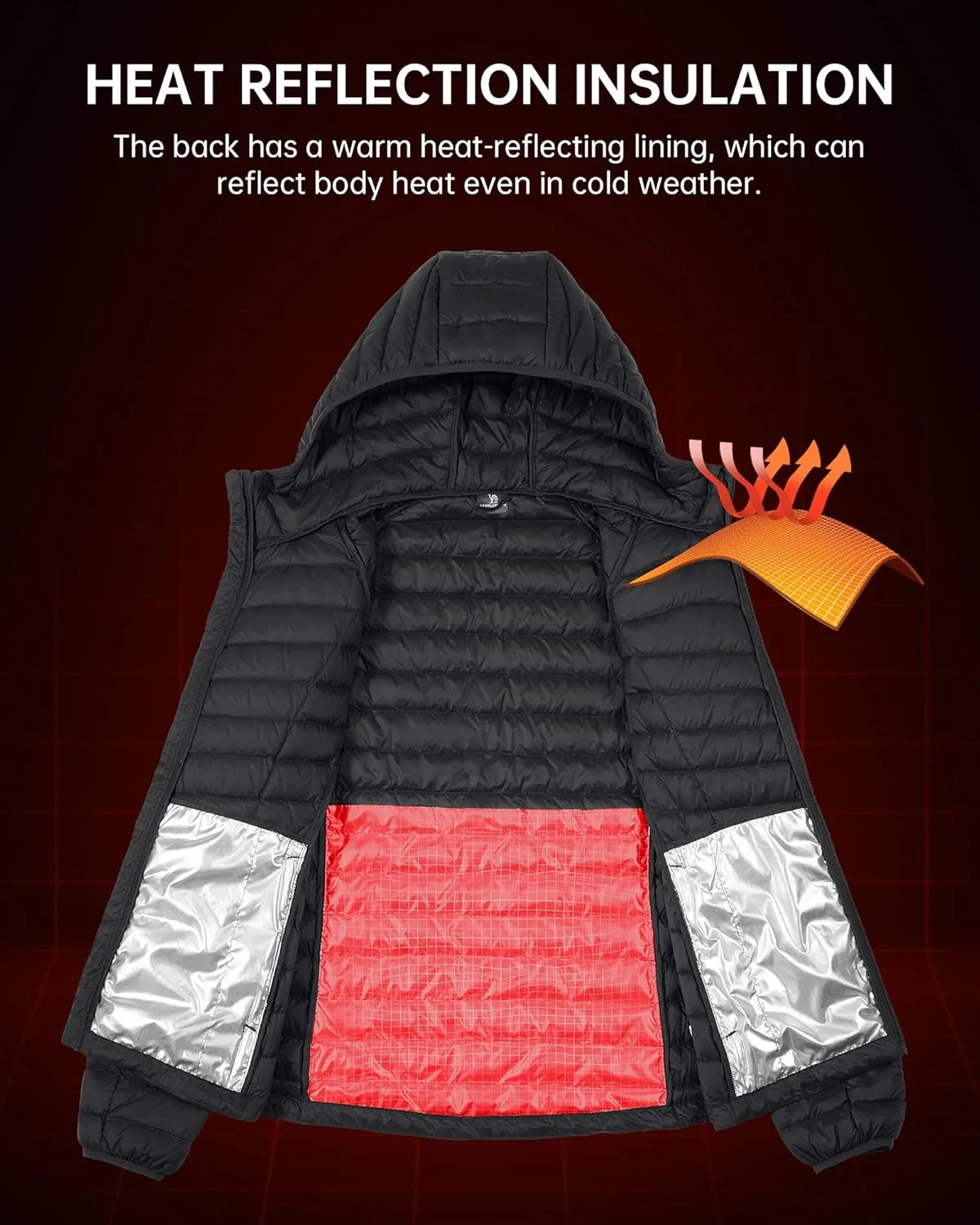 CAMELSPORTS Women's Down Jacket Hooded Winter Light Weight Short Puffer Coats Packable Warm Windproof Ladies Parka
