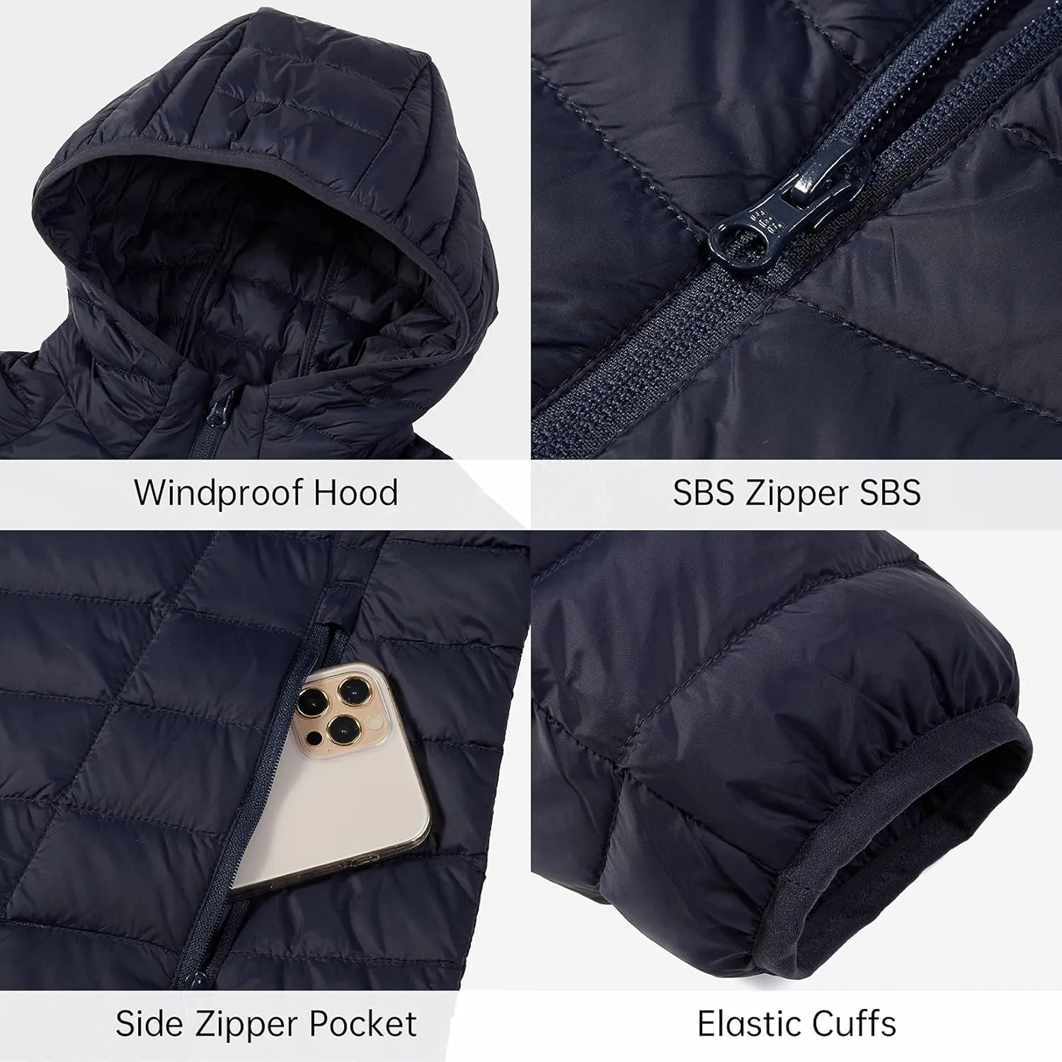 CAMELSPORTS Women's Down Jacket Hooded Winter Light Weight Short Puffer Coats Packable Warm Windproof Ladies Parka