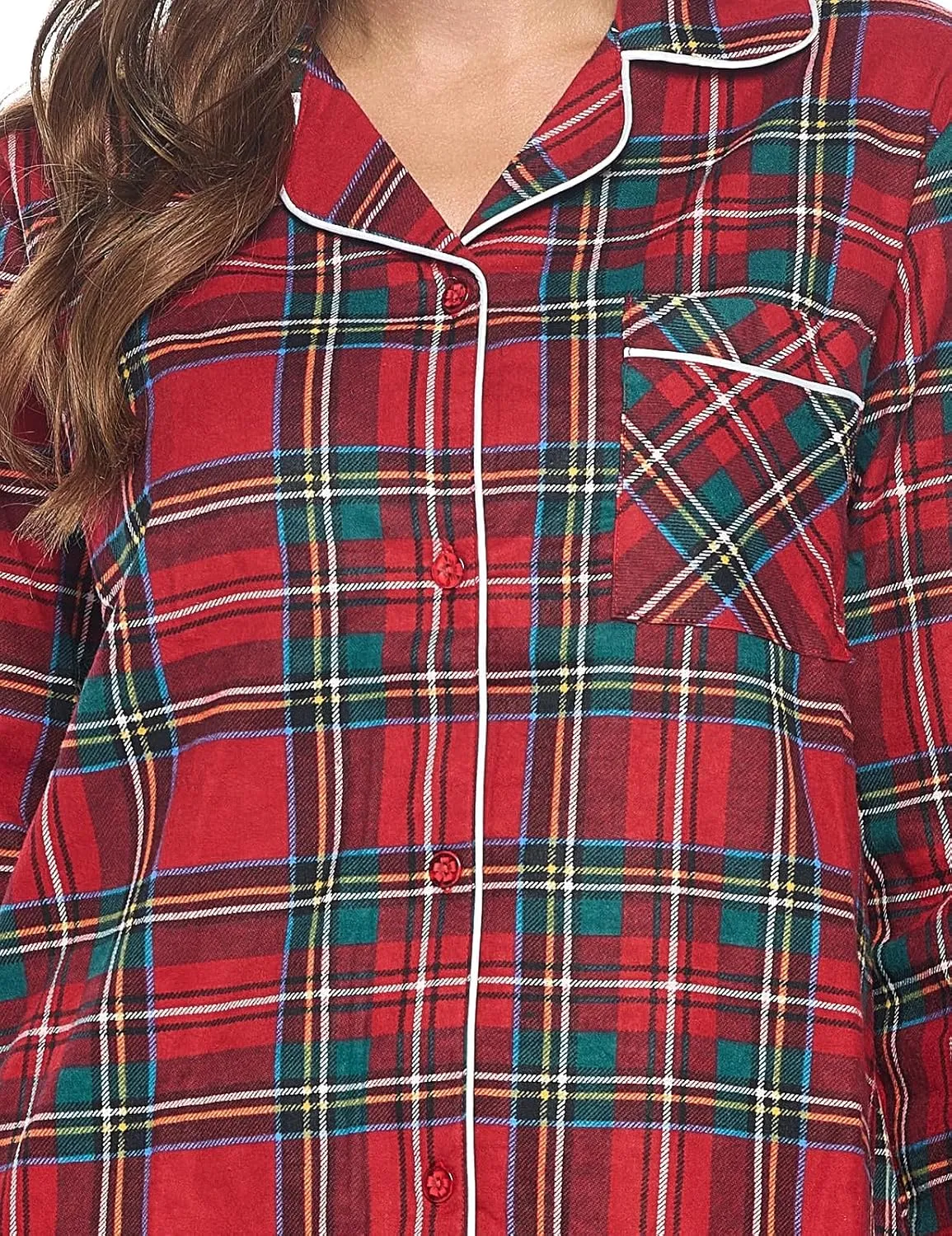 Casual Nights Women's Flannel Long Sleeve PJ's Button Down Sleepwear Pajama Set