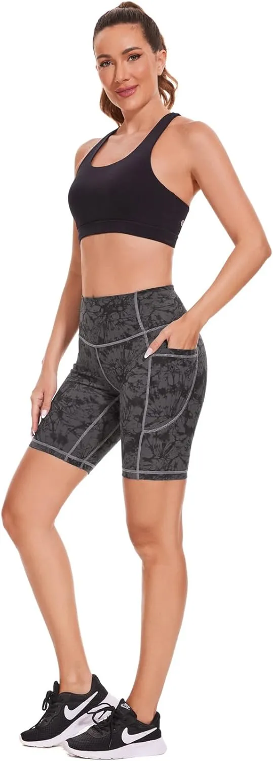 ccko High Waist Biker Shorts for Women with Pockets Workout Yoga Spandex Athletic Leggings Shorts for Gym Running