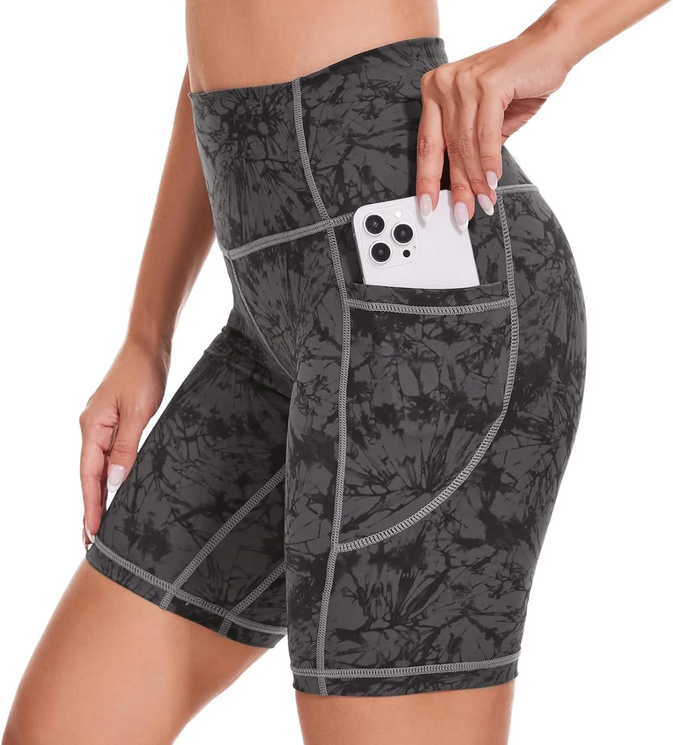 ccko High Waist Biker Shorts for Women with Pockets Workout Yoga Spandex Athletic Leggings Shorts for Gym Running