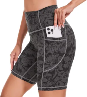 ccko High Waist Biker Shorts for Women with Pockets Workout Yoga Spandex Athletic Leggings Shorts for Gym Running
