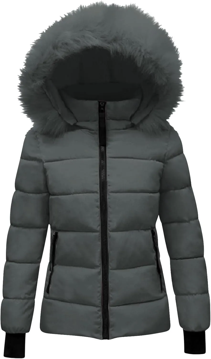 Ceboyel Womens Warm Winter Puffer Coats 2024 Trendy Hooded Jackets Thicken Down Coat With Hood Fur Lightweight