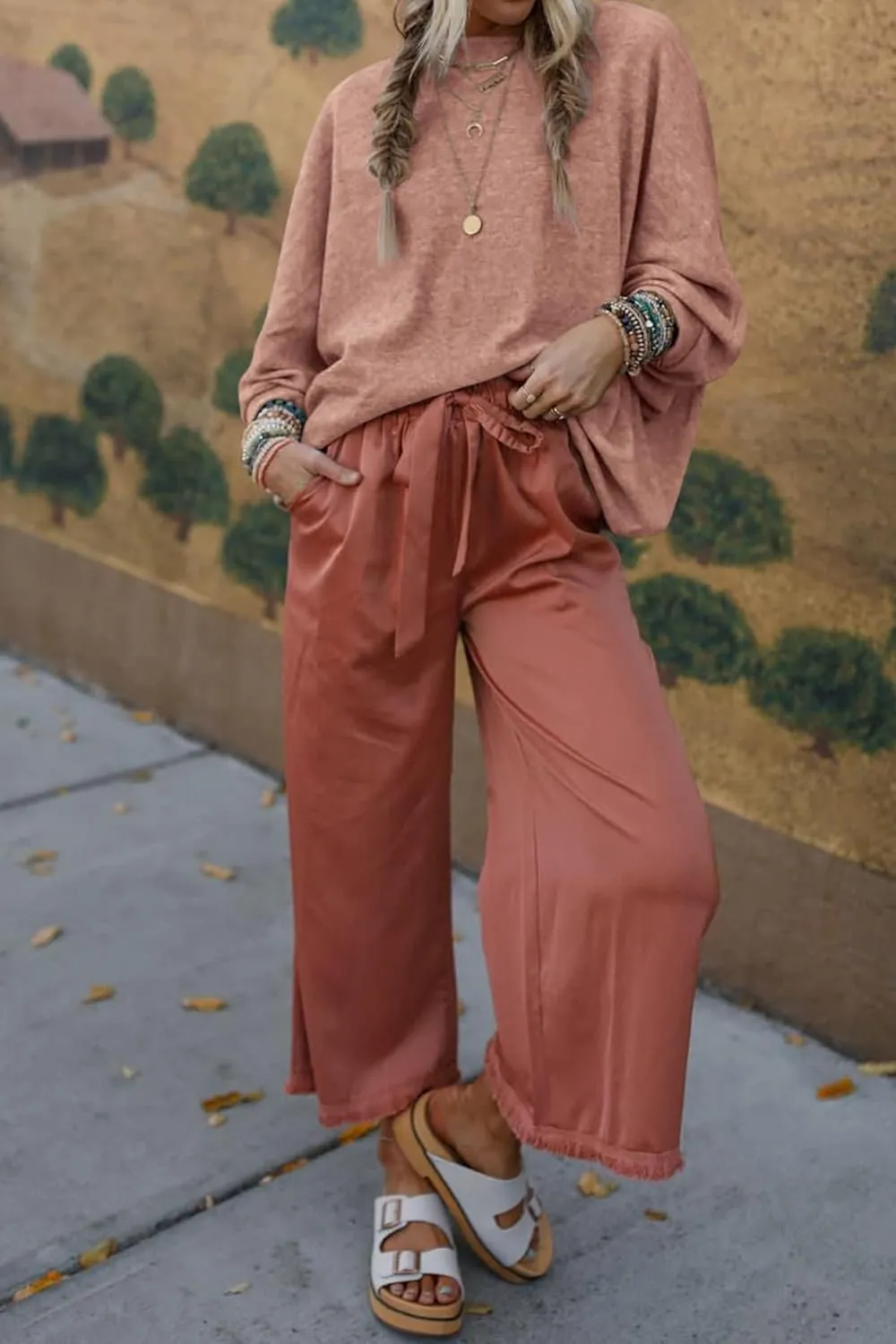 CFLONGE Fall Sweaters for Women 2025 Casual Pullover Off The Shoulder Sweater Batwing Long Sleeve Sweatshirt Knit Jumper Tops