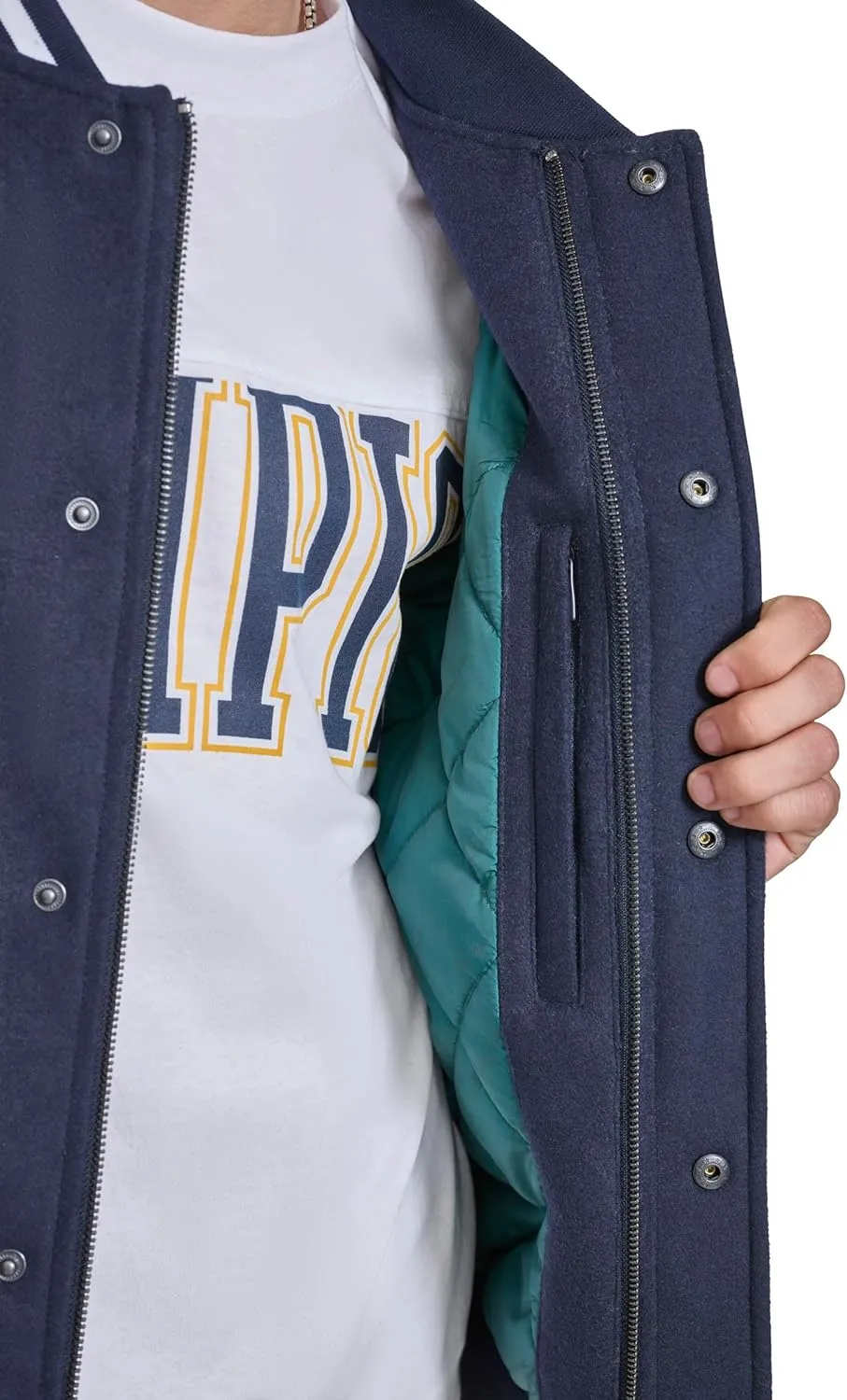 Champion Men's Letterman Varsity Bomber Jacket with Quilted Lining & Embroidered Sleeves