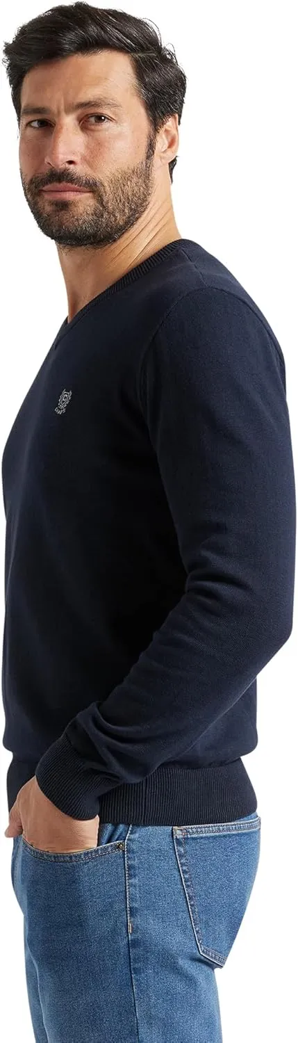 Chaps Men's Casual V Neck Sweater - Ribbed Knit Slim Fit Long Sleeve Pullover Top for Men (M-2XL)