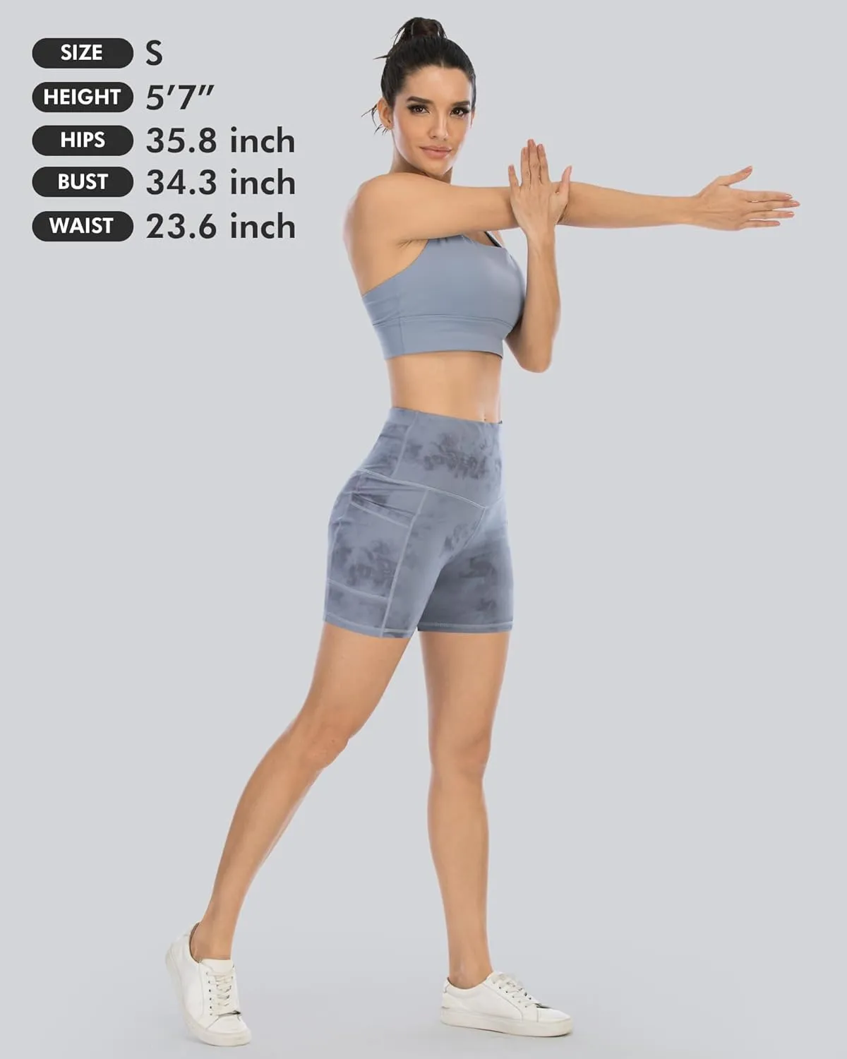 CHRLEISURE Womens Biker Yoga Shorts with Pockets: High Waisted Tummy Control Spandex Workout Athletic Gym Shorts 4 Packs