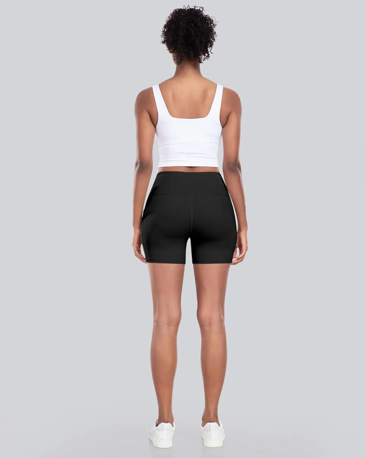 CHRLEISURE Womens Biker Yoga Shorts with Pockets: High Waisted Tummy Control Spandex Workout Athletic Gym Shorts 4 Packs