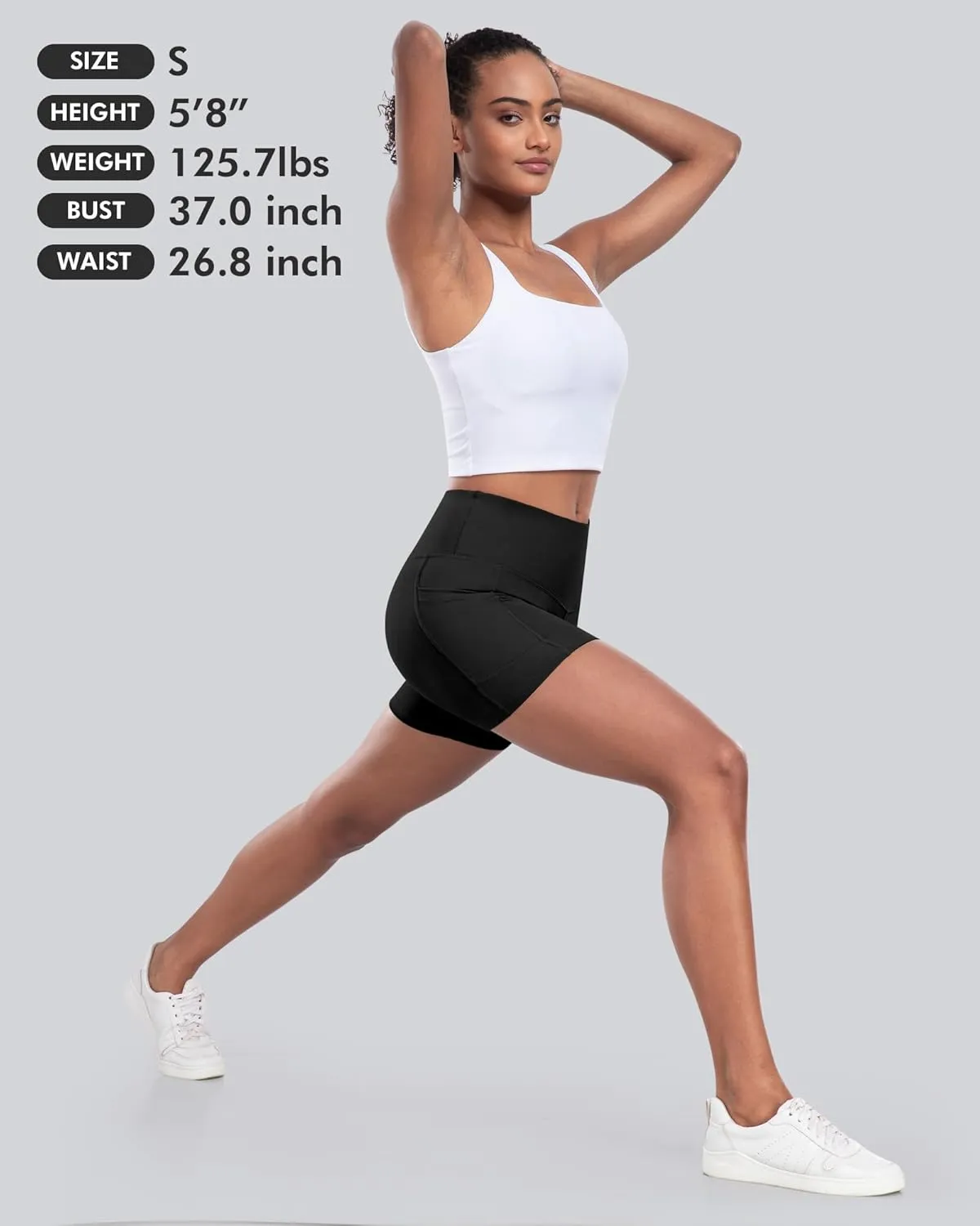 CHRLEISURE Womens Biker Yoga Shorts with Pockets: High Waisted Tummy Control Spandex Workout Athletic Gym Shorts 4 Packs