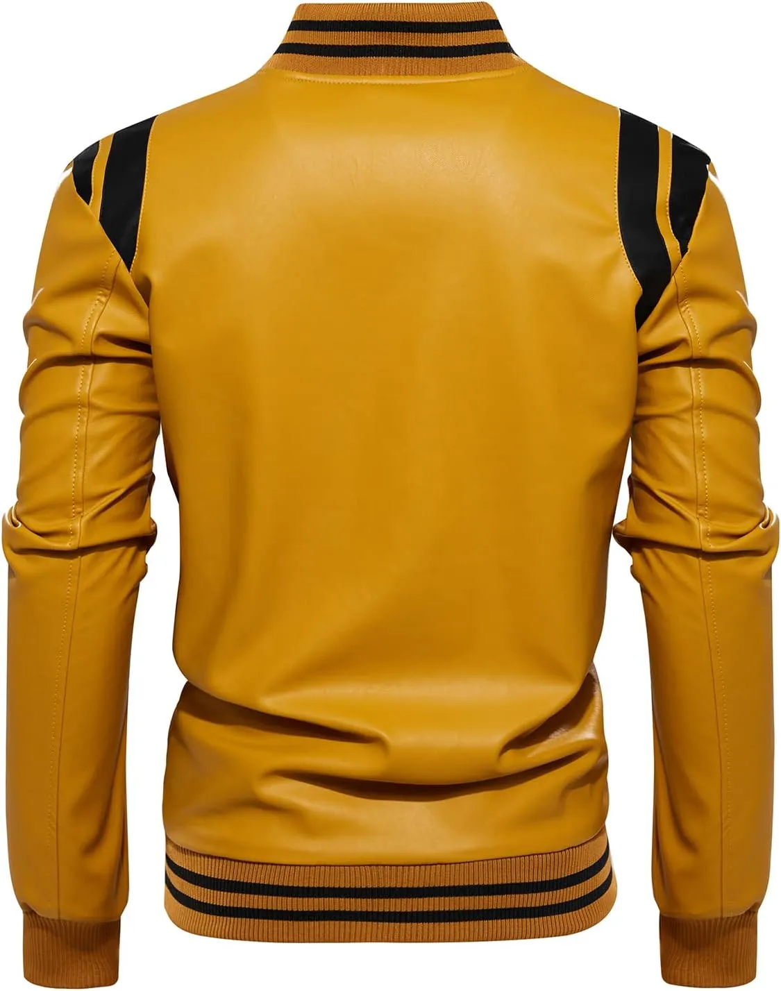 chuida Mens Stand Collar leather jacket Motorcycle Lightweight leather jacket men Faux Leather Bomber Casual Outwear