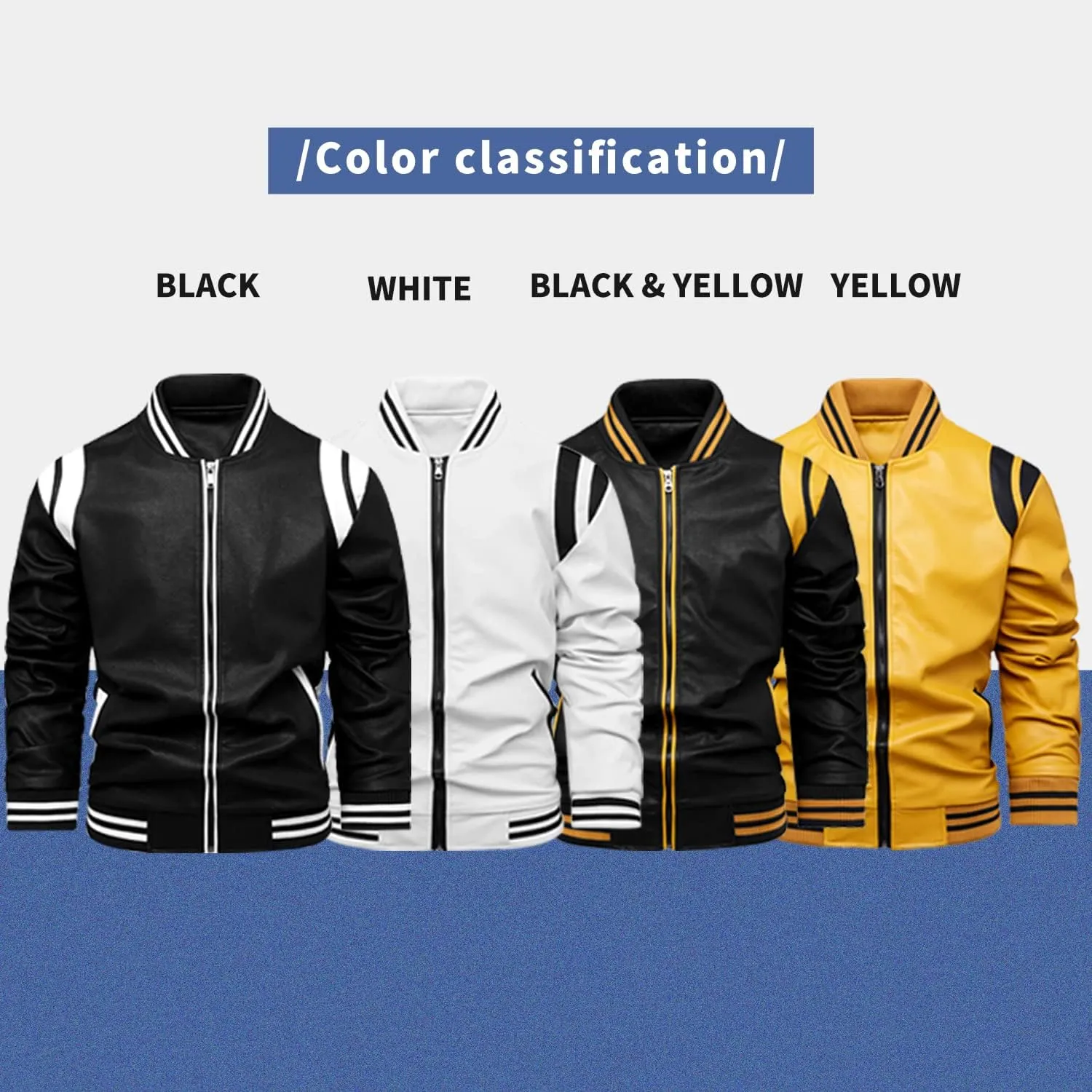 chuida Mens Stand Collar leather jacket Motorcycle Lightweight leather jacket men Faux Leather Bomber Casual Outwear