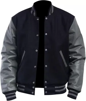 College Letterman Style Varsity Jacket  Mens/Womens High School Baseball Coat Wool   Faux Leather Sleeves
