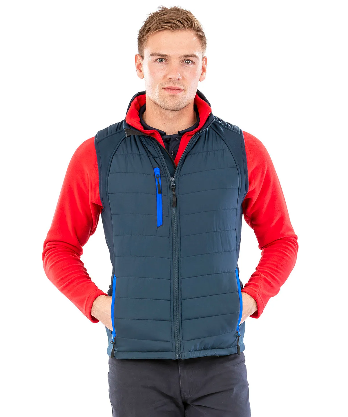 compass padded softshell gilet | Navy/Yellow