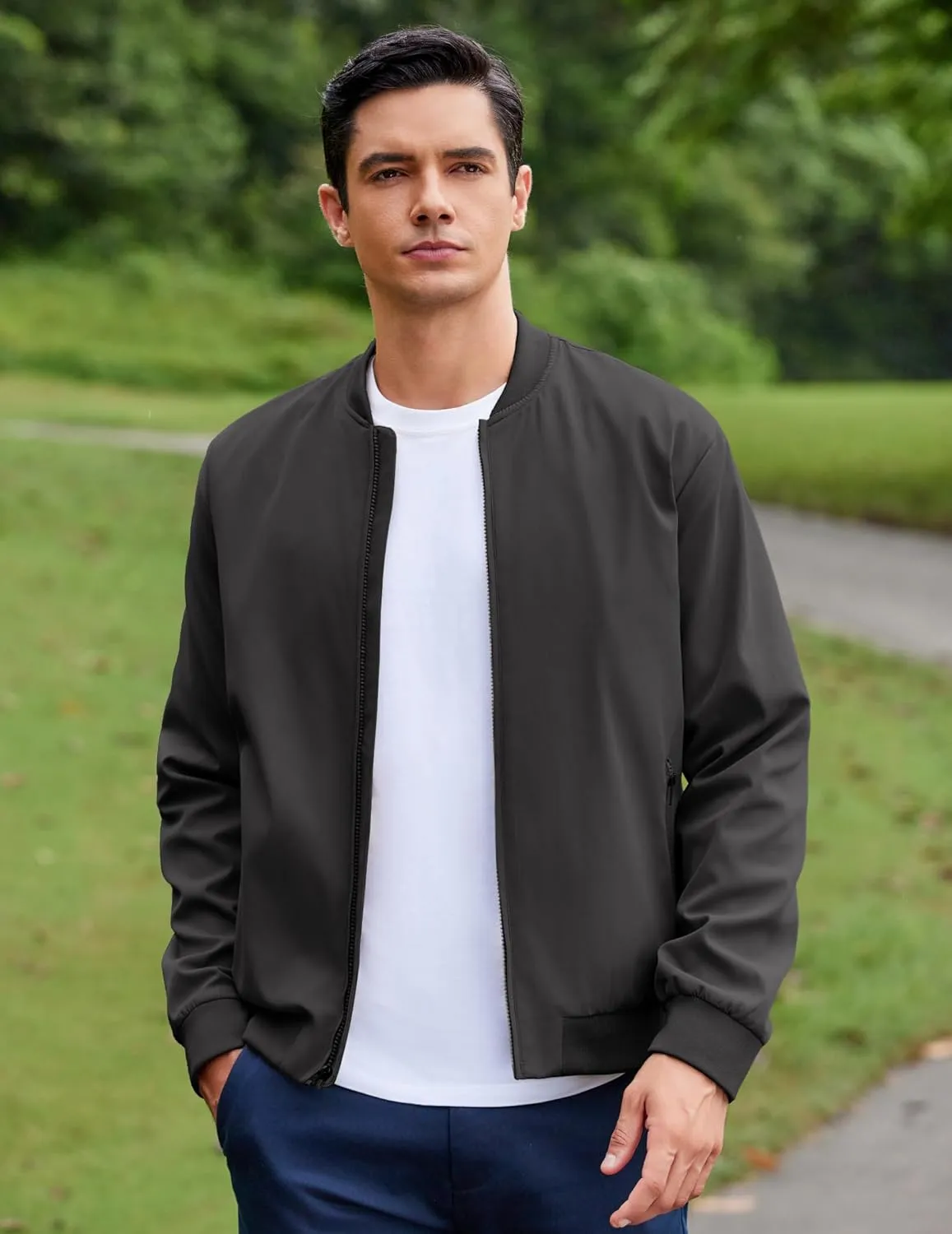 COOFANDY Men's Bomber Jacket Lightweight Casual Stylish Light Flight Jacket Windbreaker Varsity Jackets