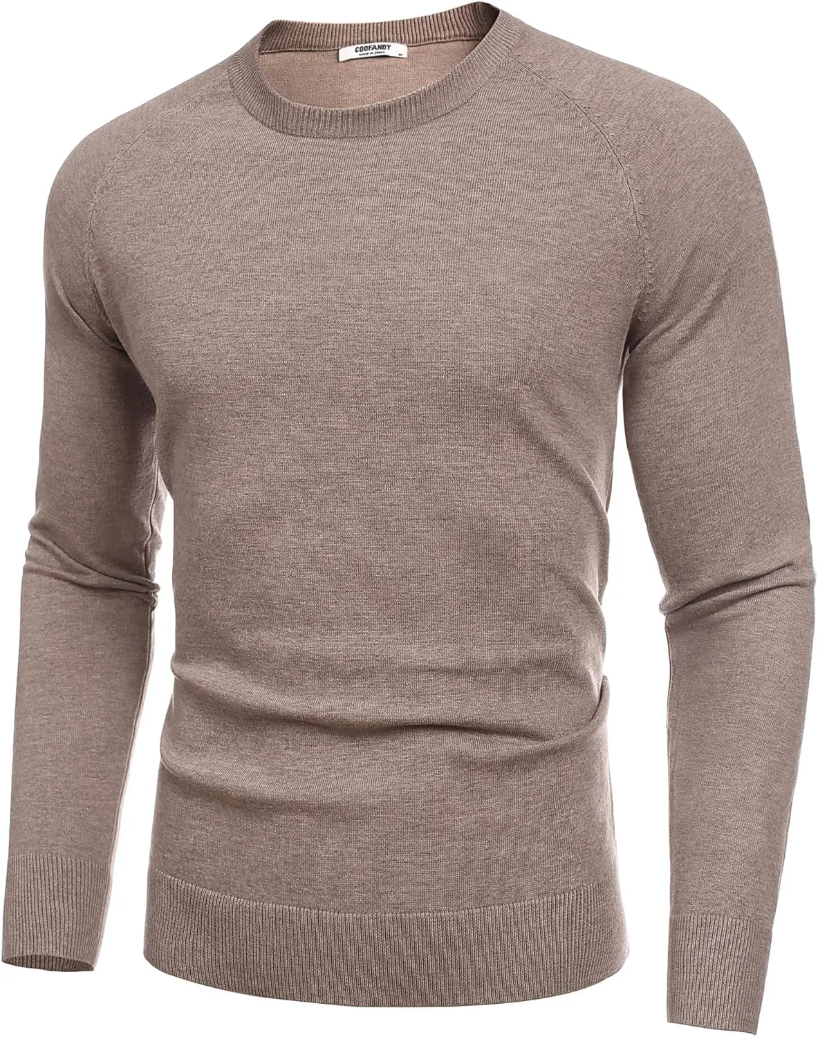 COOFANDY Men's Crewneck Sweater Casual Dress Pullover Sweater Slim Fit Lightweight Long Sleeve Raglan Sweaters