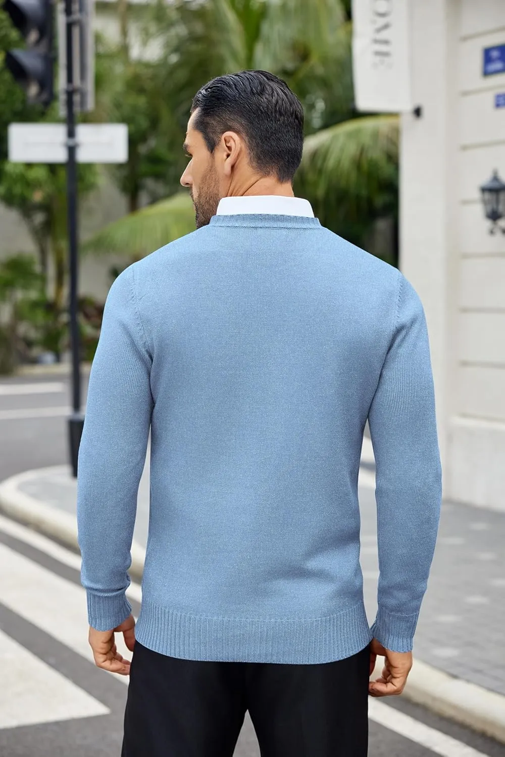 COOFANDY Mens Knit Dress Sweater Crewneck Long Sleeves Slim Fit Sweaters Business Casual Ribbing Pullover Tops