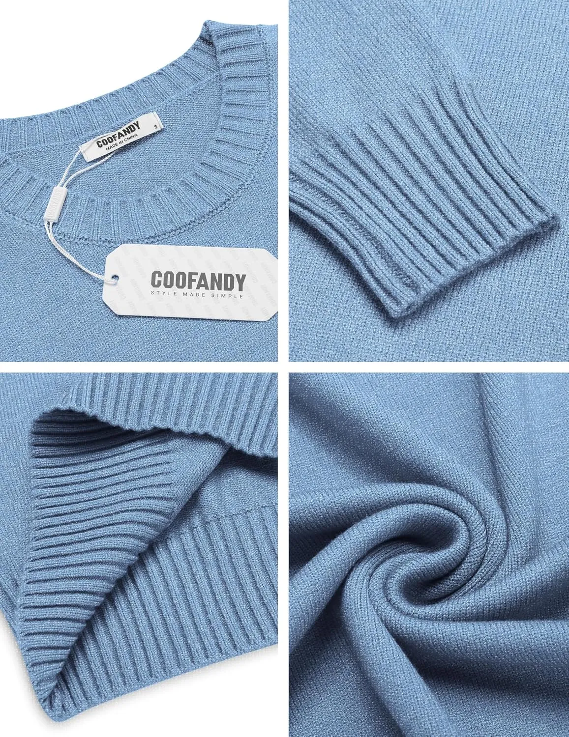 COOFANDY Mens Knit Dress Sweater Crewneck Long Sleeves Slim Fit Sweaters Business Casual Ribbing Pullover Tops