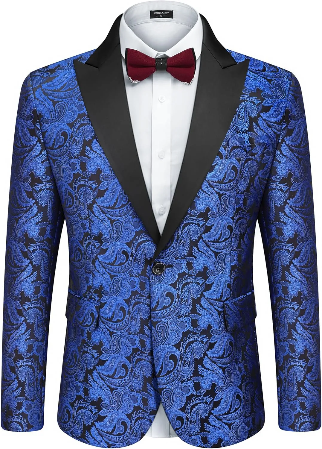 COOFANDY Men's Paisley Tuxedo Jacket One Button Dress Suit Jacket Floral Blazer for Dinner Party Prom Wedding