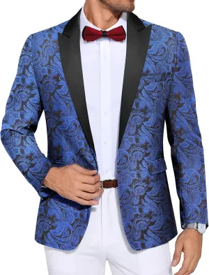 COOFANDY Men's Paisley Tuxedo Jacket One Button Dress Suit Jacket Floral Blazer for Dinner Party Prom Wedding