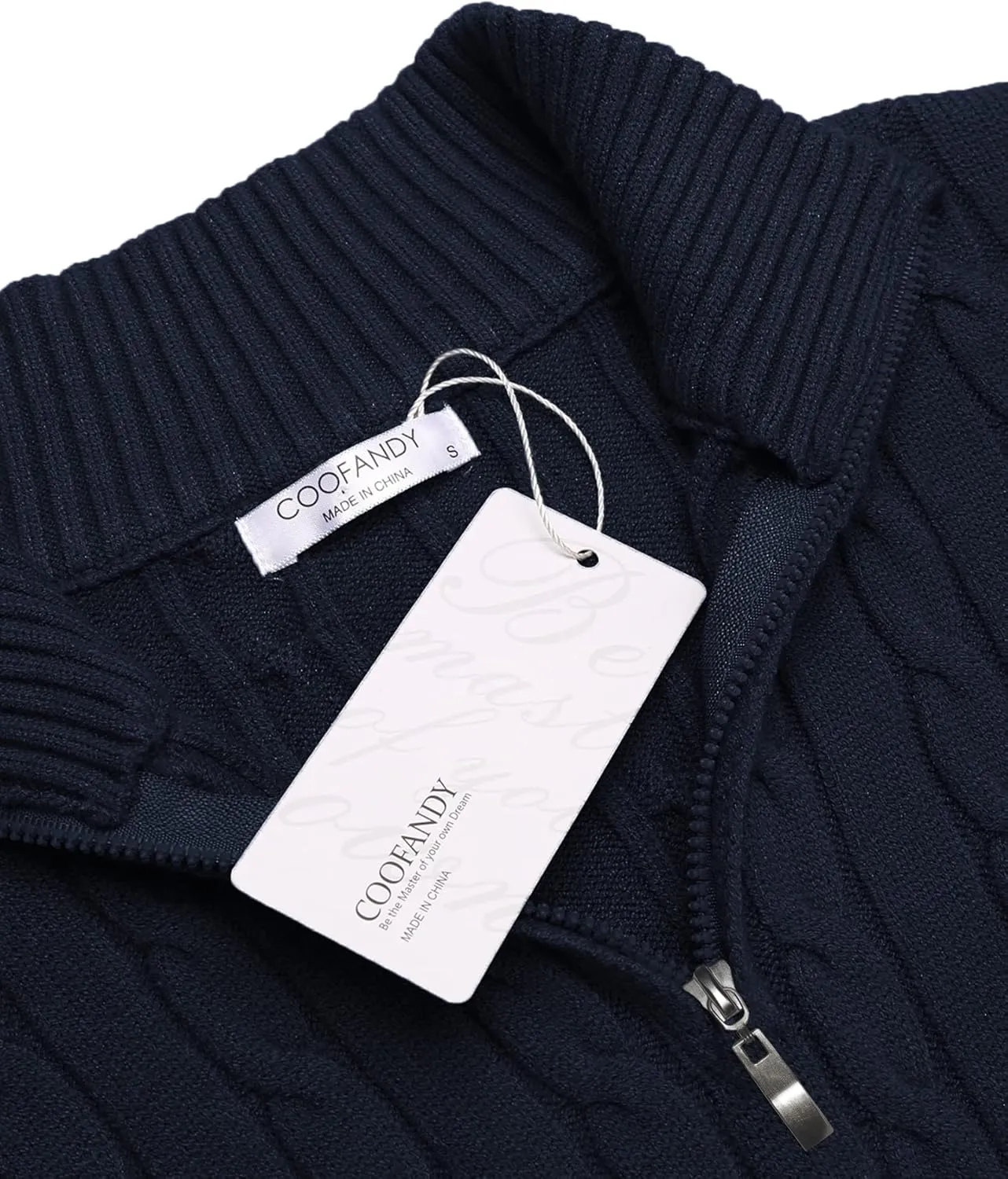 COOFANDY Men's Quarter Zip Sweater Slim Fit Casual Knitted Turtleneck Pullover Mock Neck Polo Sweater