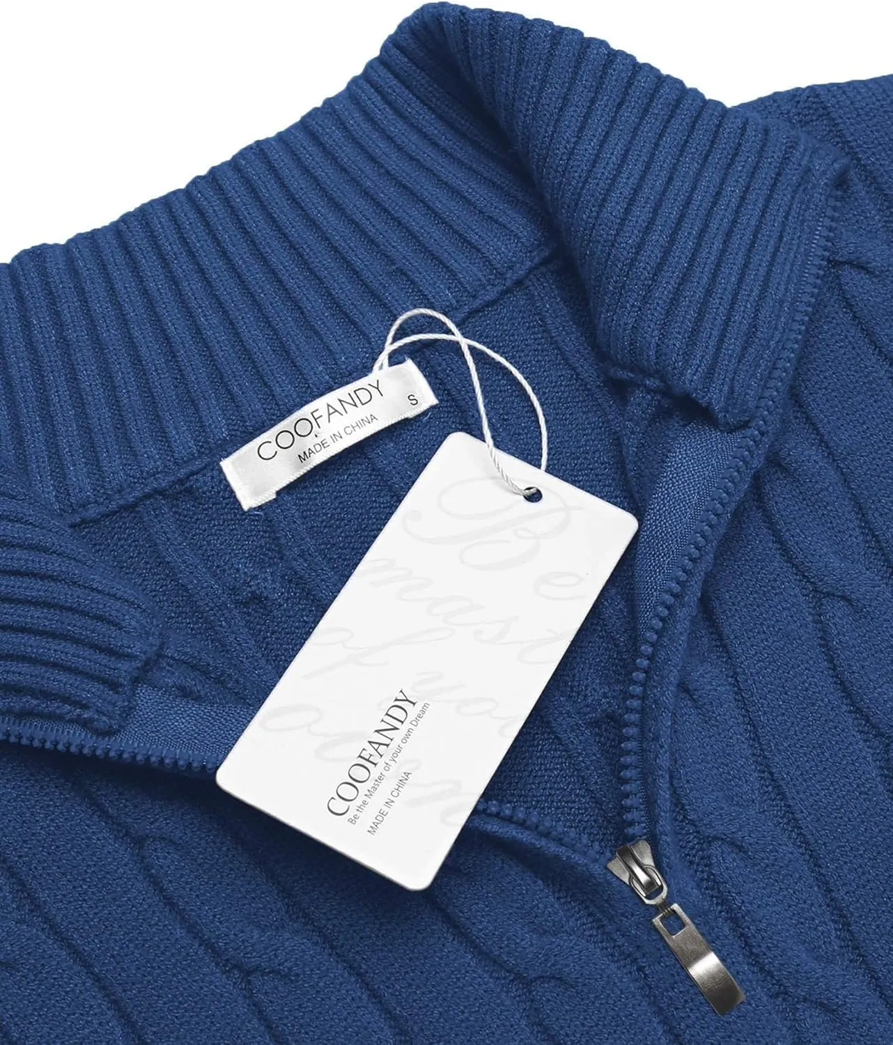COOFANDY Men's Quarter Zip Sweater Slim Fit Casual Knitted Turtleneck Pullover Mock Neck Polo Sweater