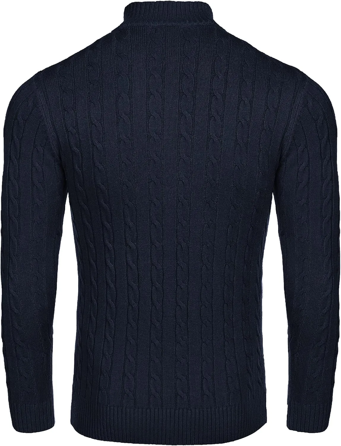 COOFANDY Men's Quarter Zip Sweater Slim Fit Casual Knitted Turtleneck Pullover Mock Neck Polo Sweater