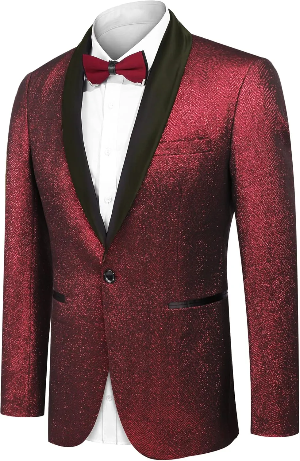 COOFANDY Men's Tuxedo Jacket Slim Fit Shawl Lapel Blazer One Button Suit Jackets for Party Prom Wedding Dinner
