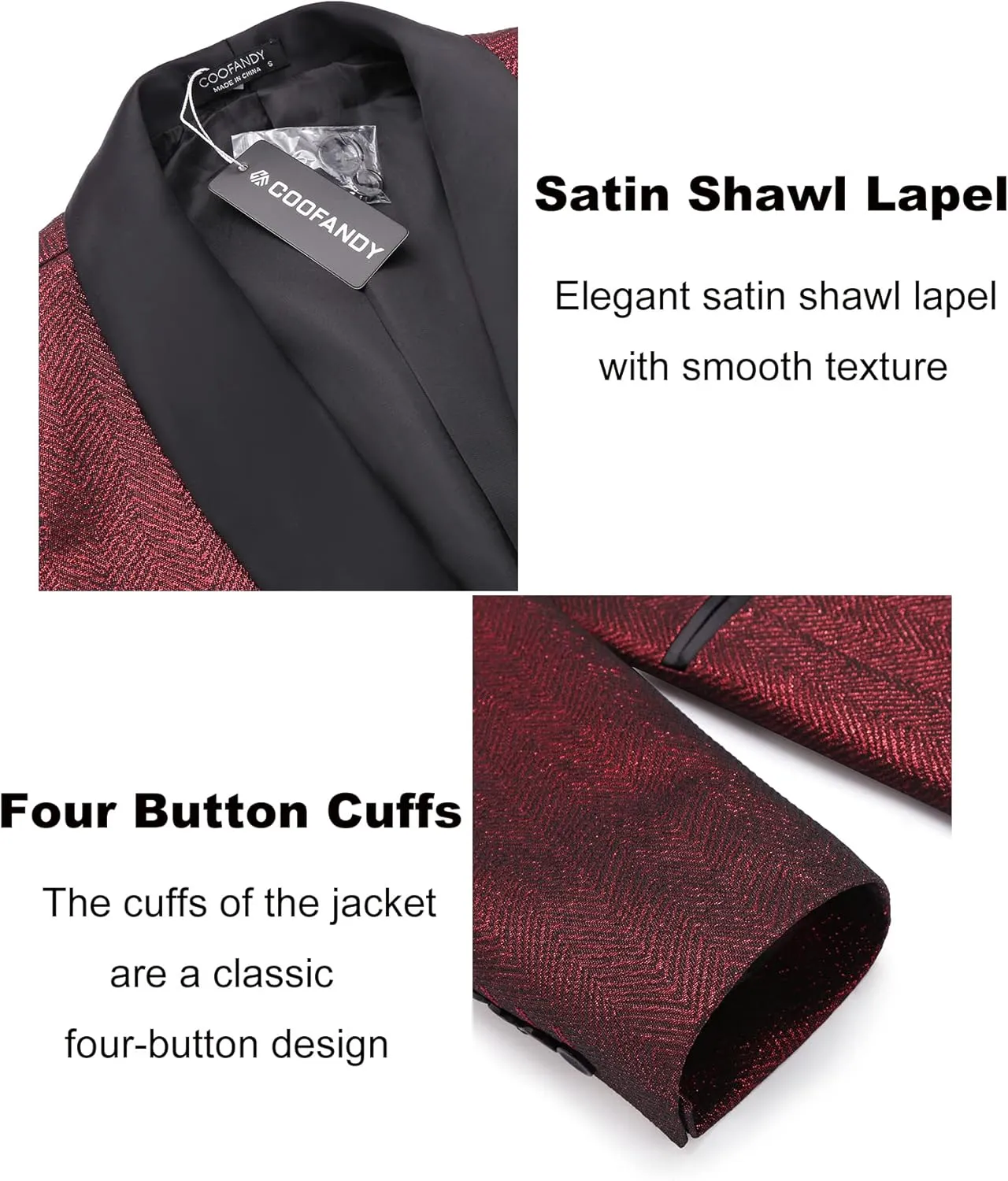 COOFANDY Men's Tuxedo Jacket Slim Fit Shawl Lapel Blazer One Button Suit Jackets for Party Prom Wedding Dinner