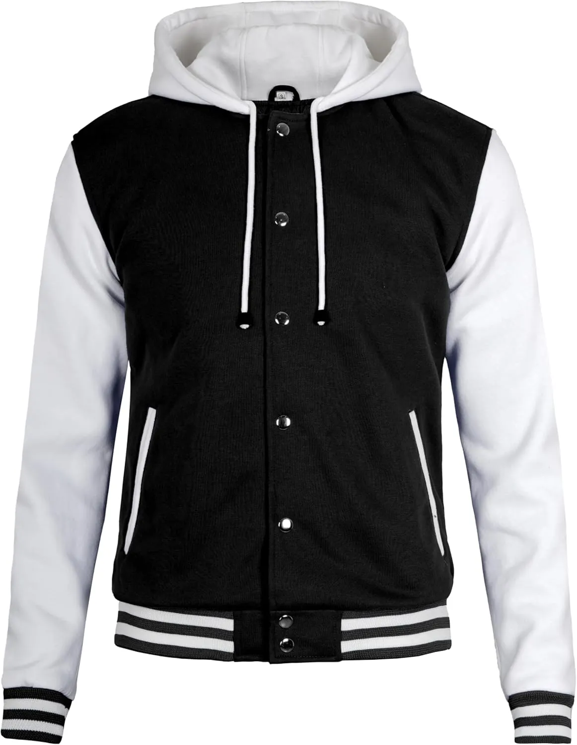 Decrum Hooded Varsity Jacket Men - High School Letterman Bomber Style Hoodie Baseball Jackets for Men