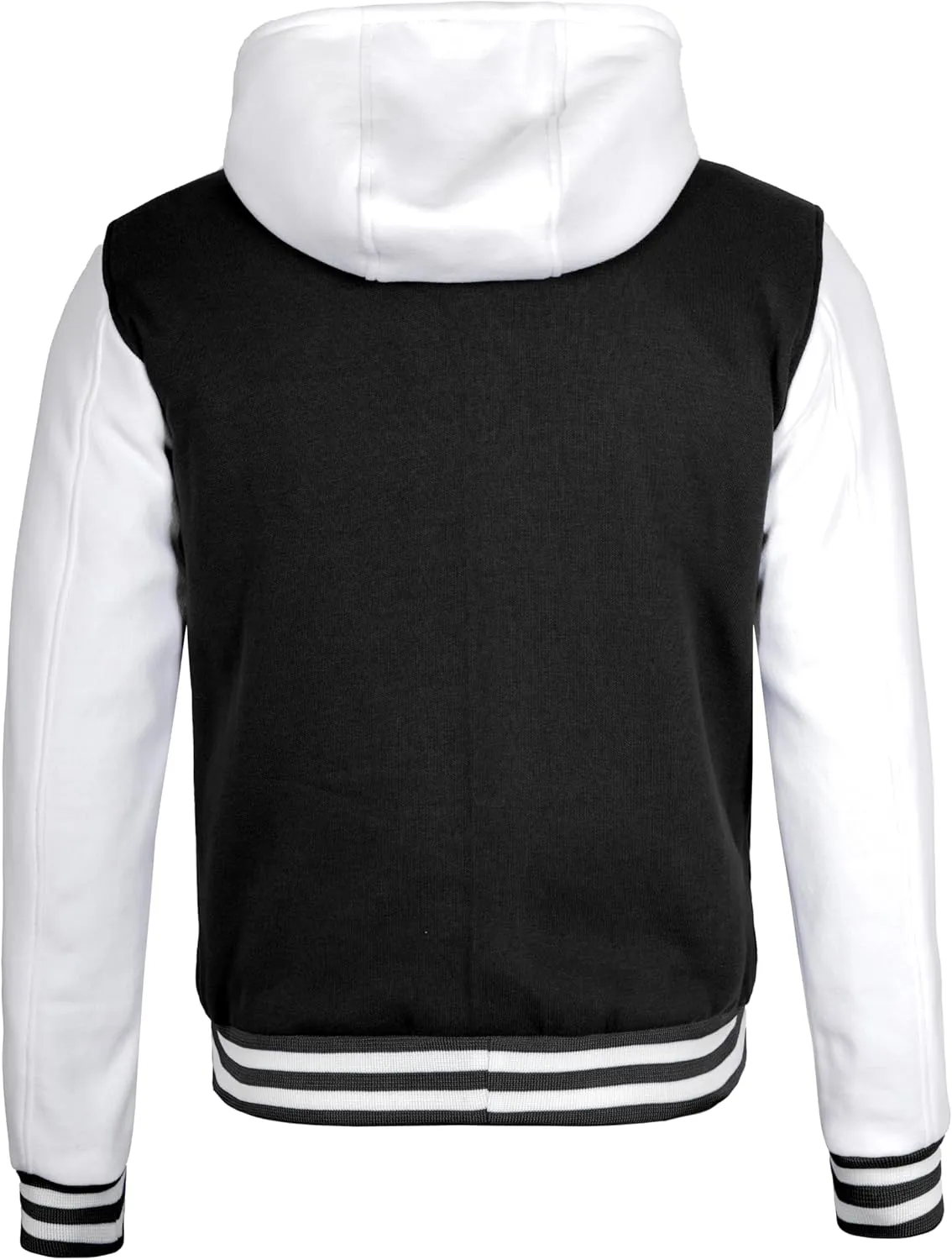 Decrum Hooded Varsity Jacket Men - High School Letterman Bomber Style Hoodie Baseball Jackets for Men