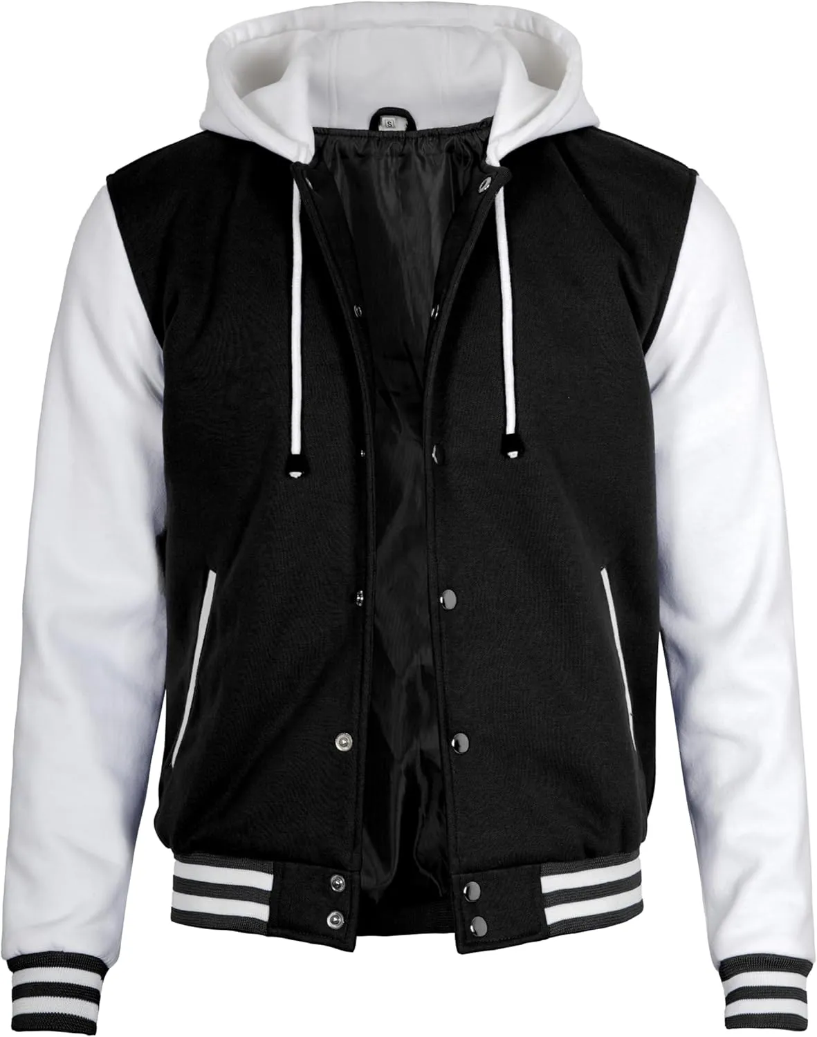 Decrum Hooded Varsity Jacket Men - High School Letterman Bomber Style Hoodie Baseball Jackets for Men