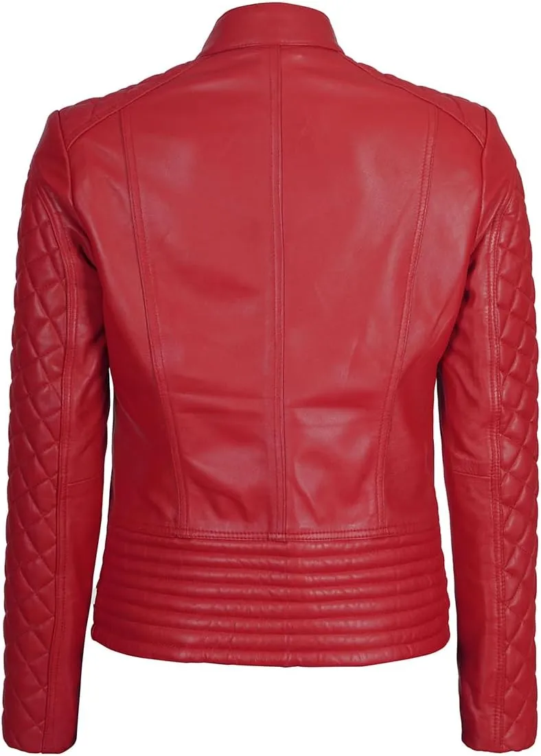 Decrum Womens Leather Jacket - Real Lambskin Fashion Leather Jackets for Women