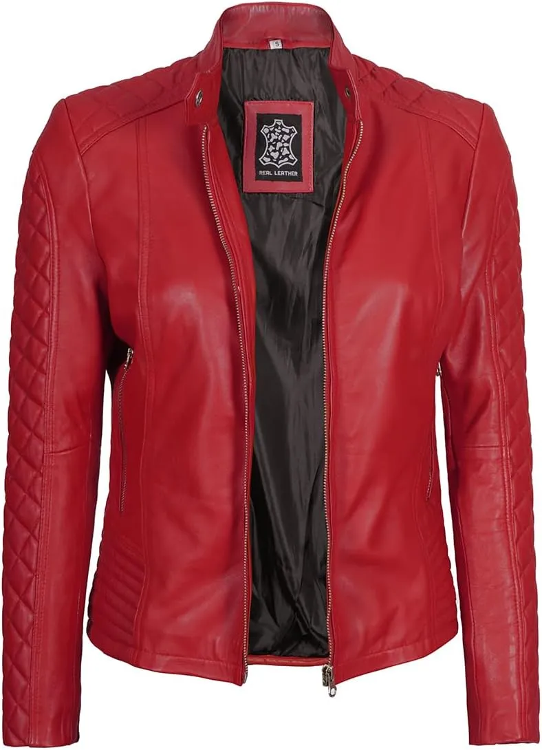 Decrum Womens Leather Jacket - Real Lambskin Fashion Leather Jackets for Women