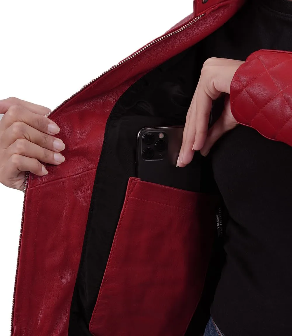 Decrum Womens Leather Jacket - Real Lambskin Fashion Leather Jackets for Women